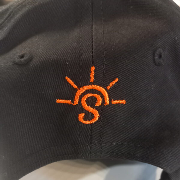 Organic Baseball Cap - Black with Orange - Image 2